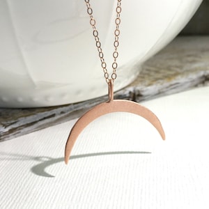 Rose Gold Double Tusk Necklace, Gold Crescent Moon Pendant Necklace, Double Horn Necklace, Double Horn Necklace, Bohemian Long Necklace