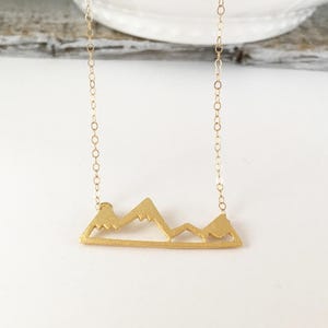Gold Mountain Range Charm Necklace, Sterling Silver Mountain Peak Connector Charm, Hiking Charm, Snow Mountain, Nature