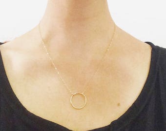Gold Filled Circle of Love Necklace, Karma Necklace, Circle of Life Necklace, Sterling Silver Circle Necklace, Open Circle Necklace, 25mm
