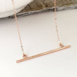 Rose Gold Bar Necklace, Gold Horizontal Bar Necklace, Silver Bar Necklace, Long Horizontal Bar Necklace, Modern Bar Necklace