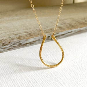 Good Luck Gold Vermeil Horse Shoe Necklace, Sterling Silver Horse shoe Necklace, Hammerede Rose Gold Vermeil Good Luck Horseshoe Necklace
