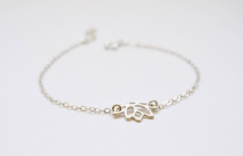 Pink Lotus Flower Bracelet Gold Lotus Flower Bracelet Etsy