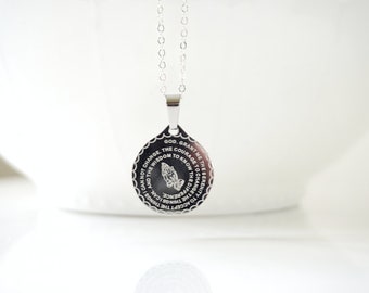 Collier à breloques Prière de sérénité en argent et prière du Seigneur au dos, prière du Seigneur en or, unisexe, religieux, AA, recto-verso, tendance