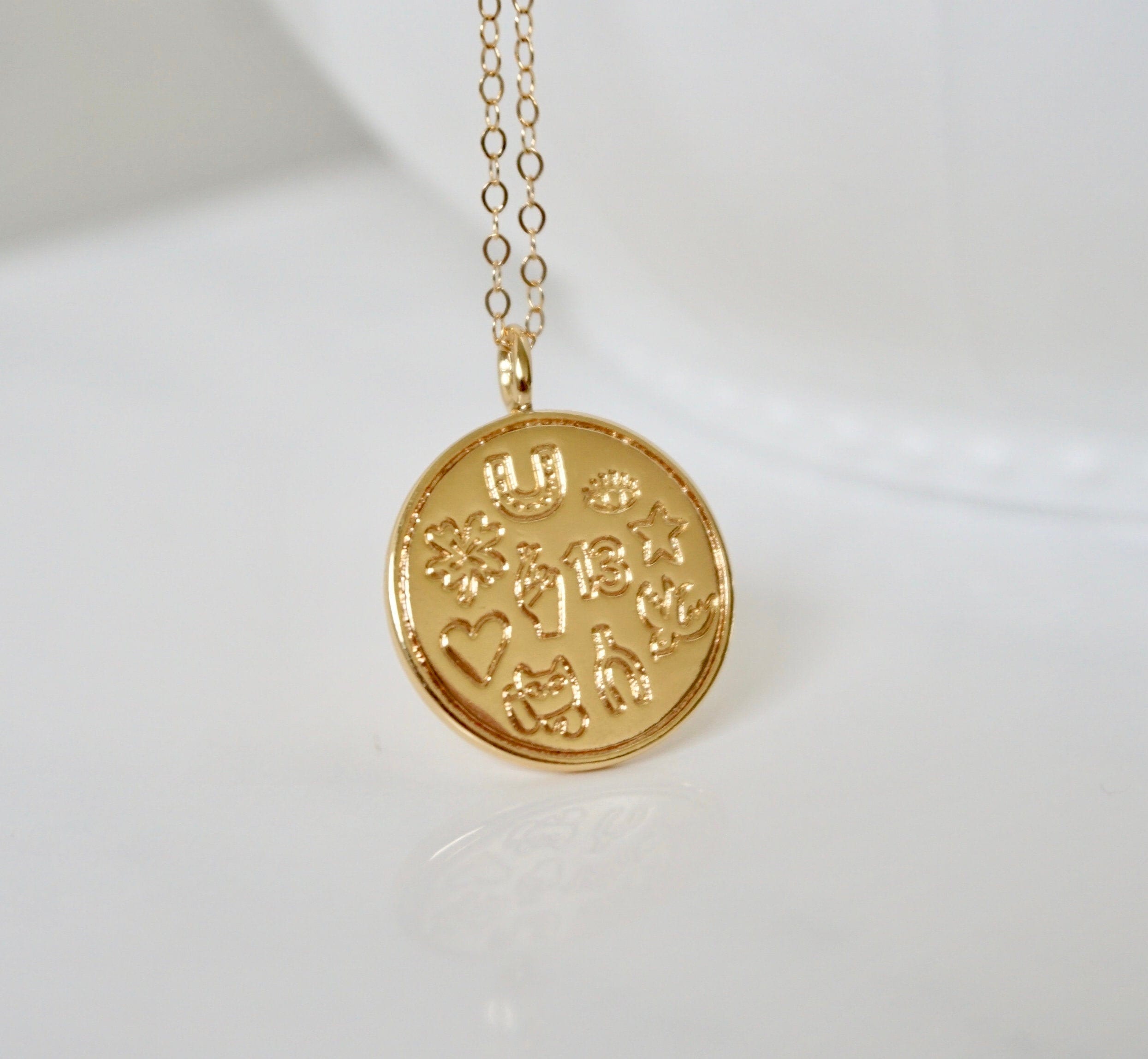 AA Medallion Chip Holder Necklace 24 18K Gold Plated
