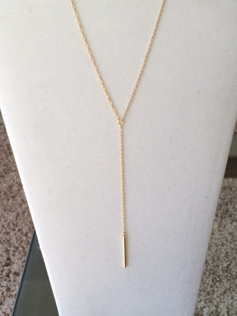 Simple Gold Y Lariat Necklace Modern Silver Y Drop Bar Lariat Etsy