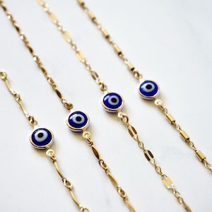 Gold Filled Beaded Blue Evil Eye Bracelet, Evil Eye Protection, Evil Eye Protection Bracelet, Evil Eye Bracelet, On Trend, Beaded Bracelet