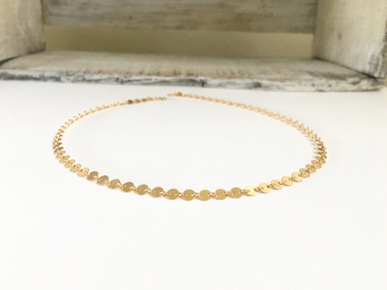 Gold Filled Coin Choker Necklace Gold Dotted Choker Sterling Etsy