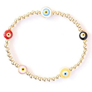 14kt Gold Filled Beaded Ball Bracelet, Evil Eye Beaded Ball Bracelet, 4mm Ball Beaded Bracelet, Stacking Bracelet, Protection, Good Luck,