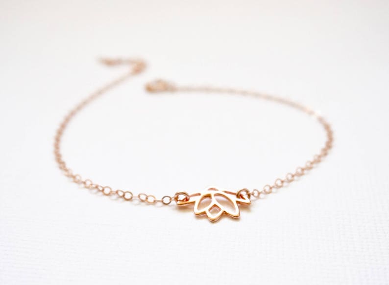 Pink Lotus Flower Bracelet Gold Lotus Flower Bracelet Etsy
