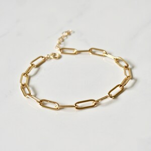 Chunky Chain Bracelet, Thick Large Link Chain, Stacking Bracelet, Gold Chunky Chain Bracelet, On Trend, Gift For Her, Paper Clip Chain
