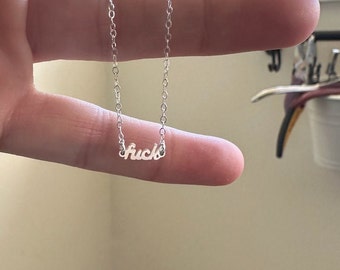 Sterling Silver Fuck Necklace, Fuck You Necklace, FU Necklace, F Necklace, Swear Necklace, Layering Necklace, Minimalist Necklace