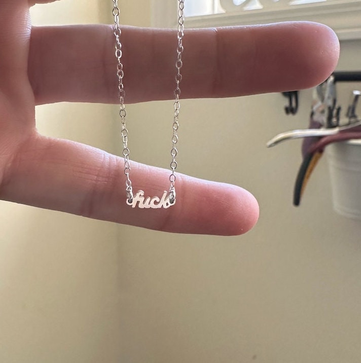 Gold Fuck Necklace, Fuck You Necklace, FU Necklace, F Necklace