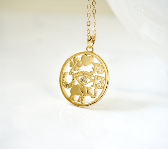 Double Sided Lucky Medallion. The Lucky Charm Necklace. Chain