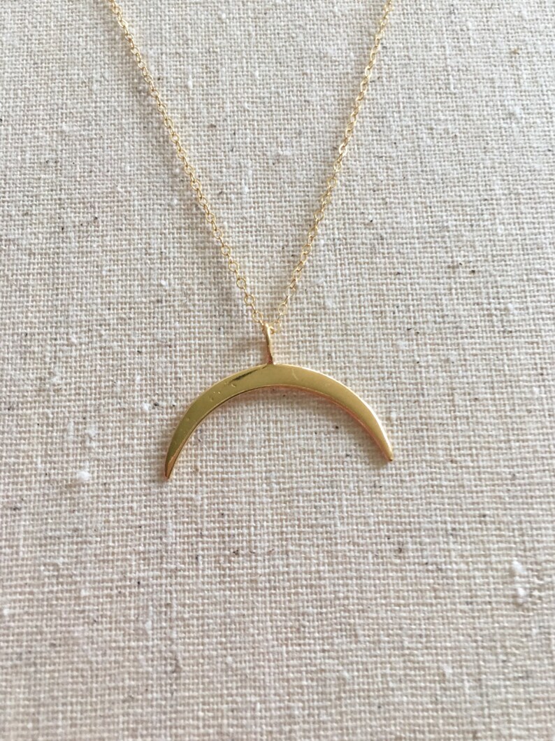 Gold Double Horn Pendant Necklace Gold Crescent Moon Pendant - Etsy