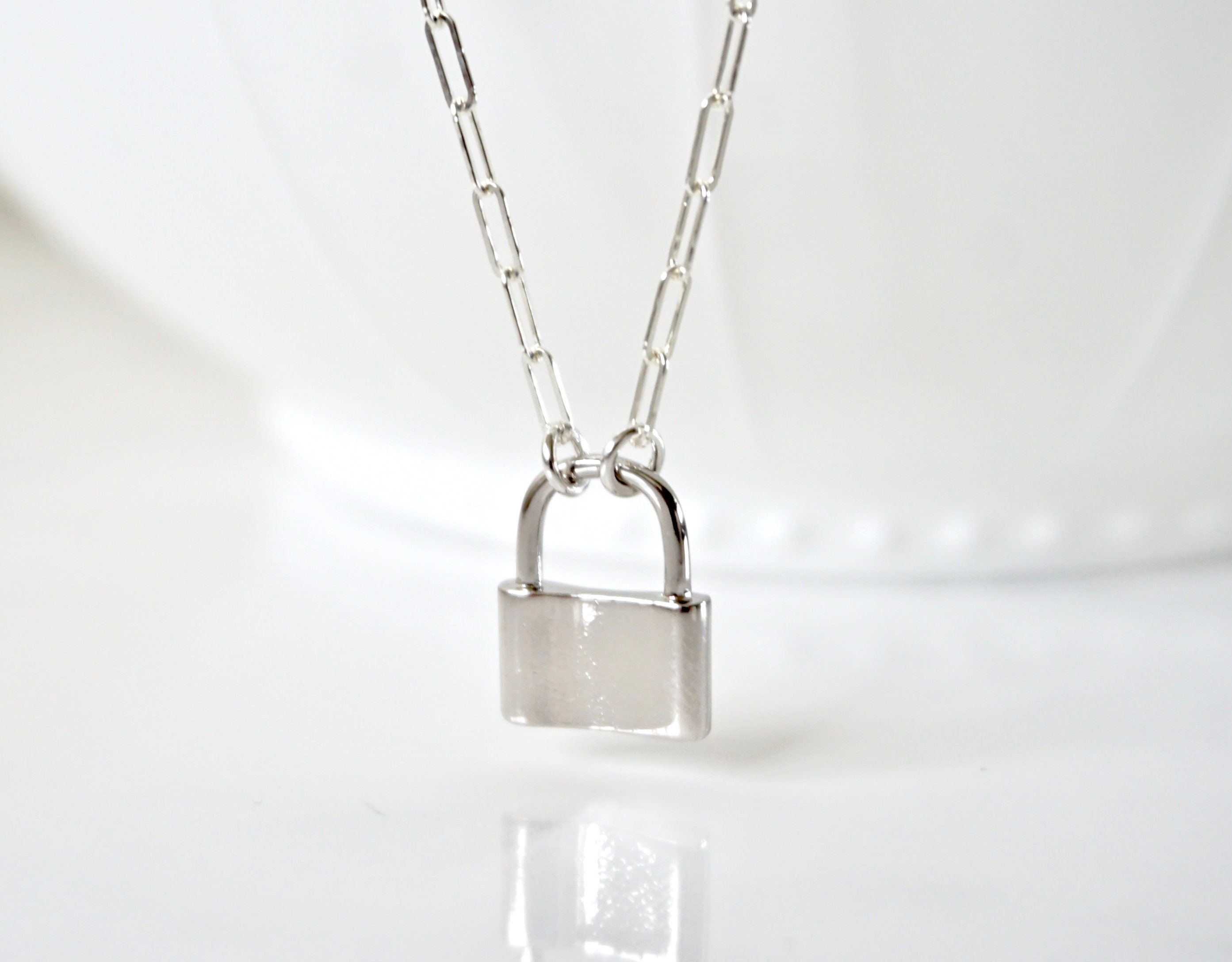 Padlock Necklace Chunky Paperclip Chain Necklace Love Lock -  UK