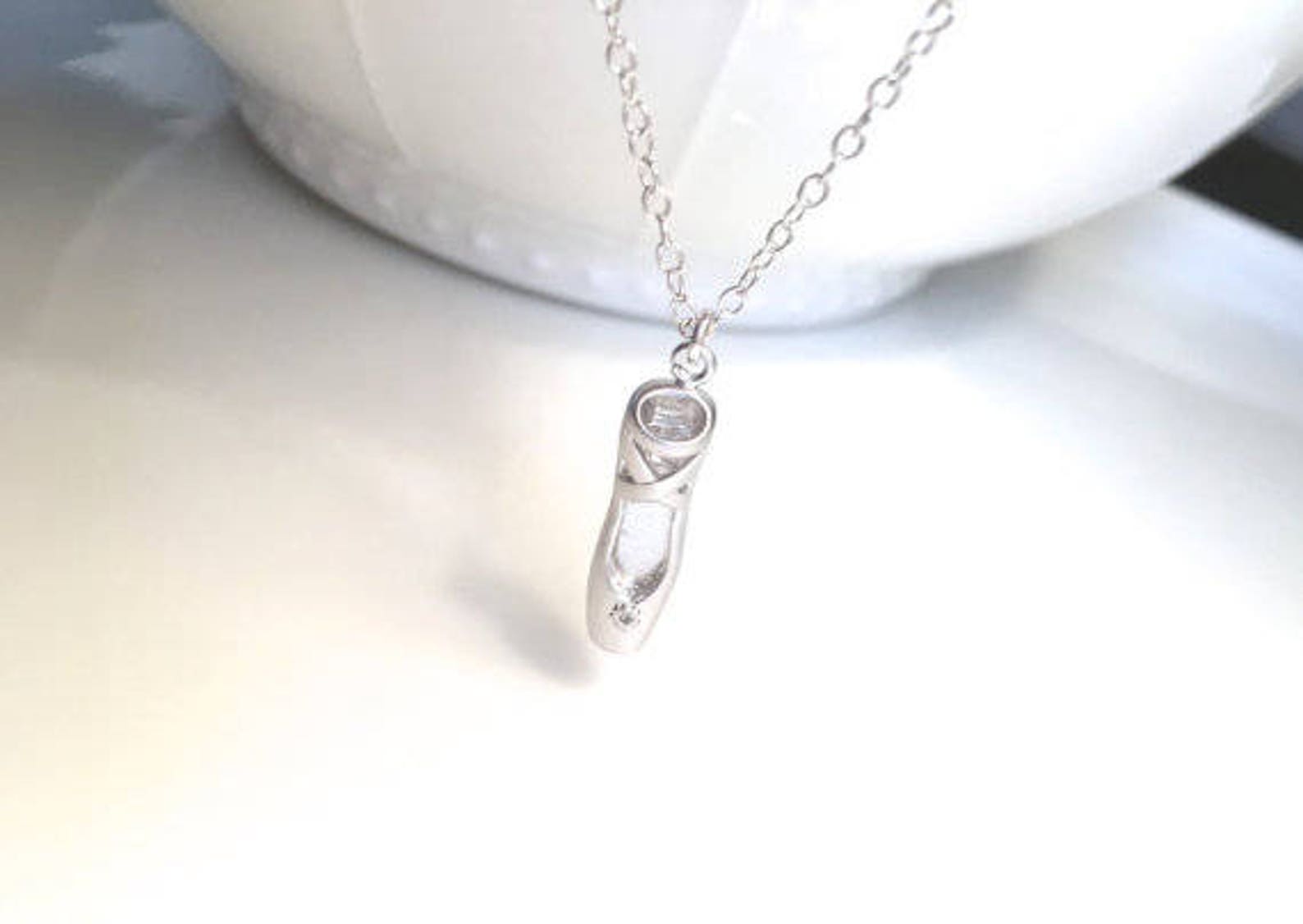 ballet shoe necklace, gold toe shoe necklace, ballerina necklace, gold ballet slipper necklace, silver ballet slipper, little gi