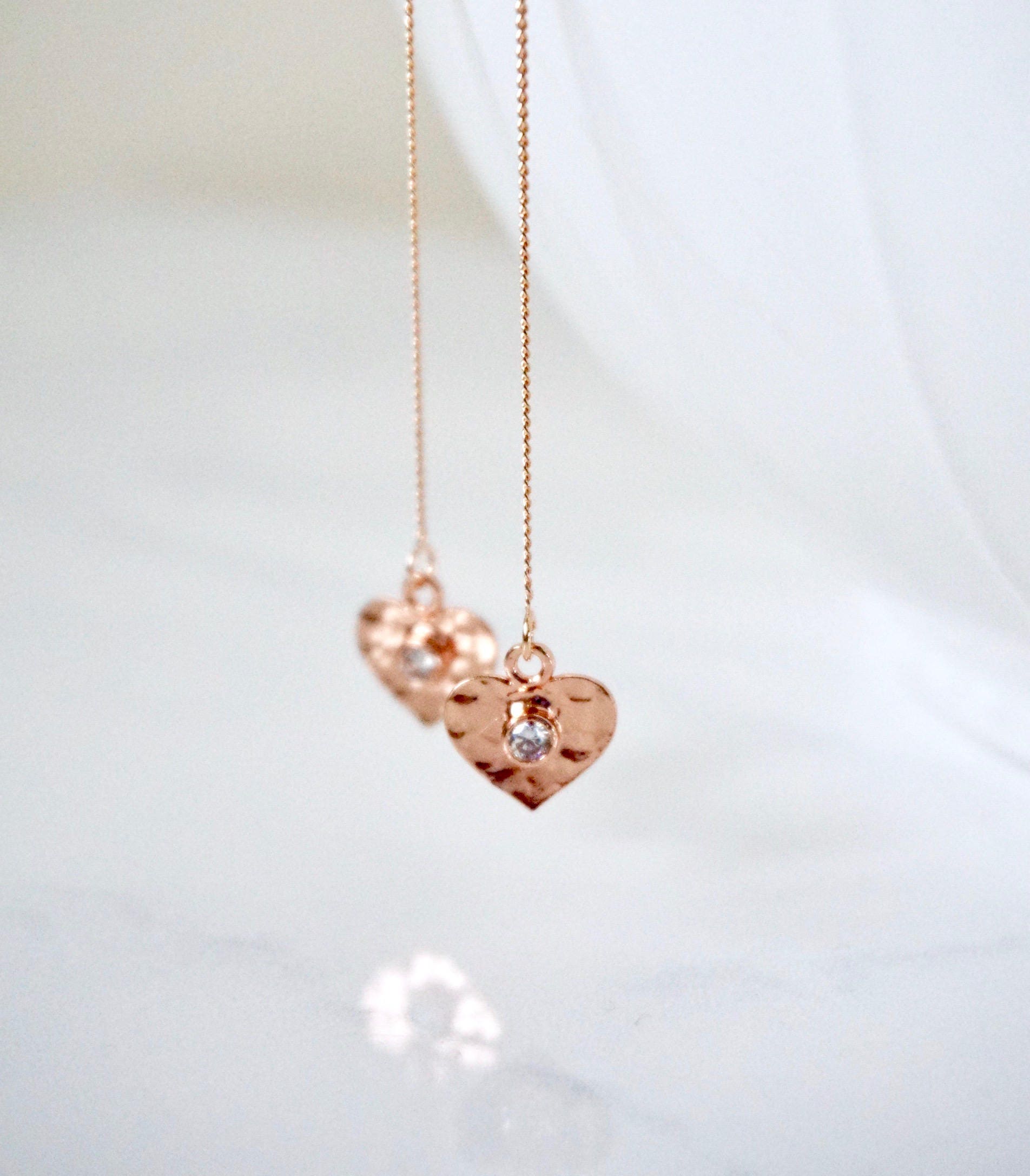 18Kt Gold Plated With Cz Textured Heart Stud Earring