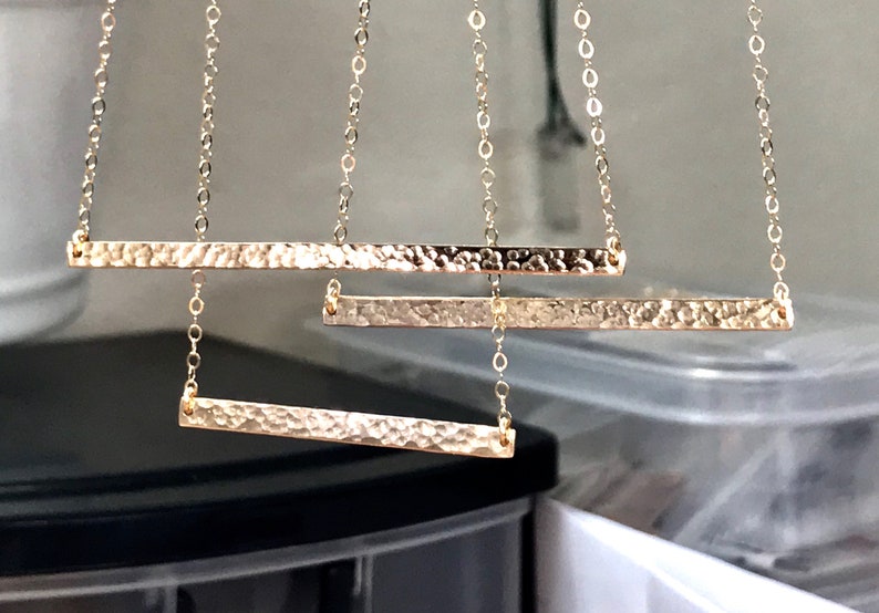 Gold Bar Necklace Long Horizontal Gold Filled Bar Necklace Etsy