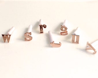 Rose Gold Initial Stud Earrings, Alphabet Earring Post, 925 Sterling Silver Posts, Initial Stud Earring, Lowercase Earrings