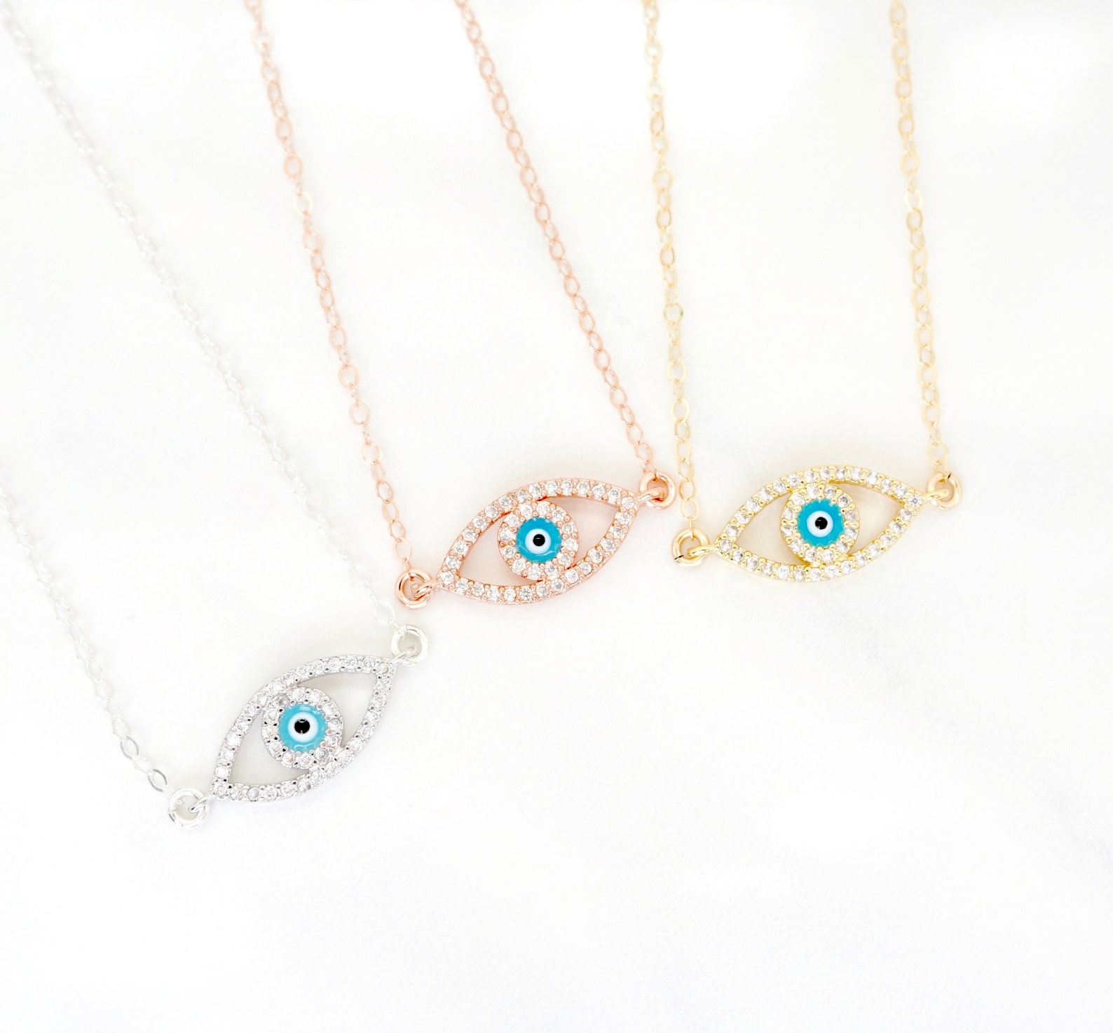 Evil Eye Necklace Blue Eye Necklace Gold Evil Eye Necklace Etsy