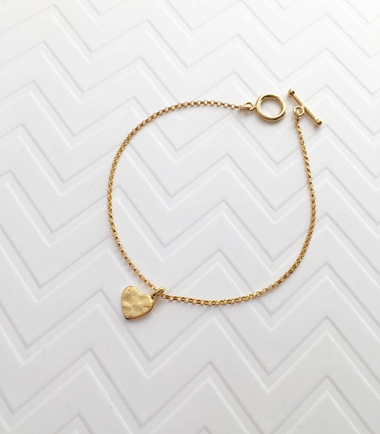 Dainty Gold Filled Heart Bracelet Wedding Jewelry Etsy
