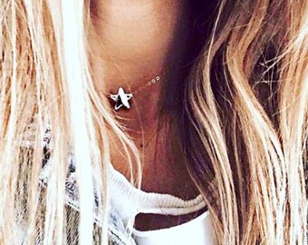 Silver Personalized Star Choker, Rose Gold Star Necklace, Gold Star Choker, Personalized Jewelry, Gift for her, Graduation Gift, Teen Gift