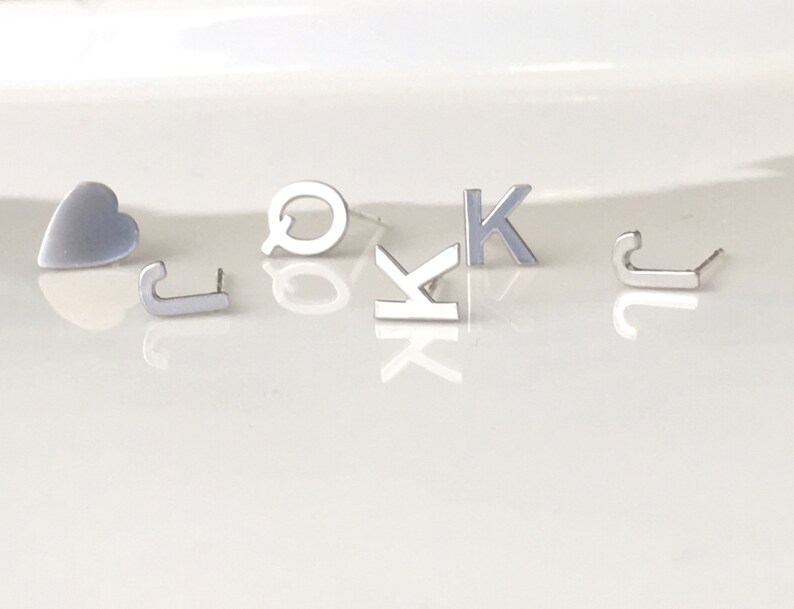 Silver Gold Plated Alphabet Earring Post Monogram Earrings,Initial Earring Posts 925 Sterling Silver Posts Silver Initial Stud Earrings