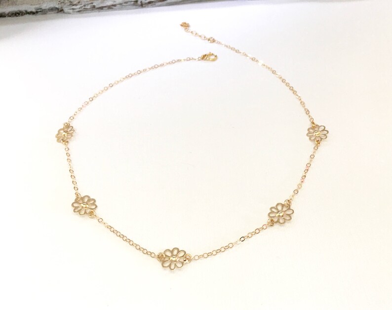 Sterling Silver Flower Choker Boho Choker Bohemian Choker Flower Choker Necklace Gold Filled Flower Choker