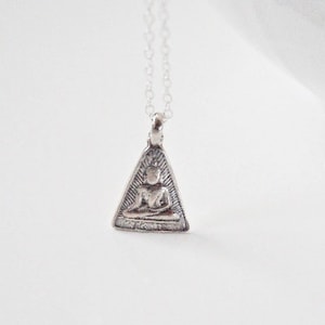 Buddha Amulet Necklace, Sterling Silver Buddha Necklace, Gold Buddha Amulet, Rose Gold Buddha, Spiritual Jewelry, Tranquility and Balance