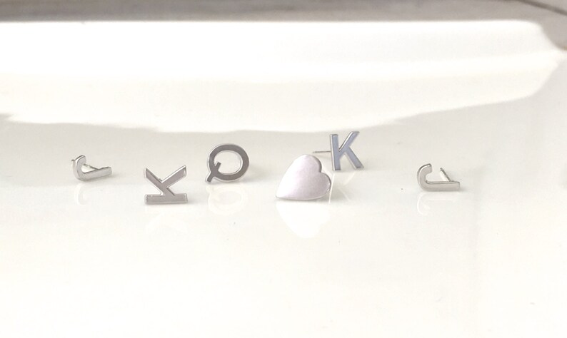 Silver Gold Plated Alphabet Earring Post Monogram Earrings,Initial Earring Posts 925 Sterling Silver Posts Silver Initial Stud Earrings