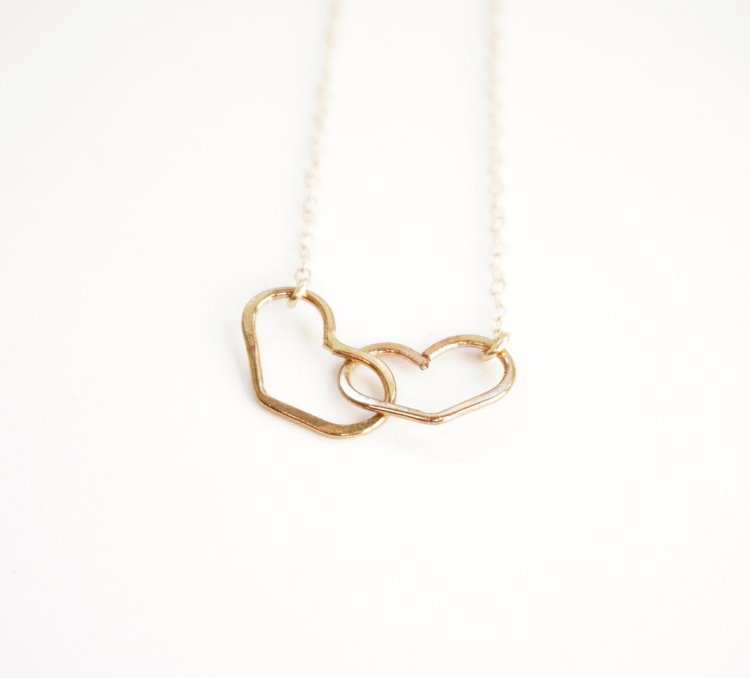 Veloria Doppelherz Halskette 333 Gold - Wendeanhänger Mit Zirkonia & Verlängerung