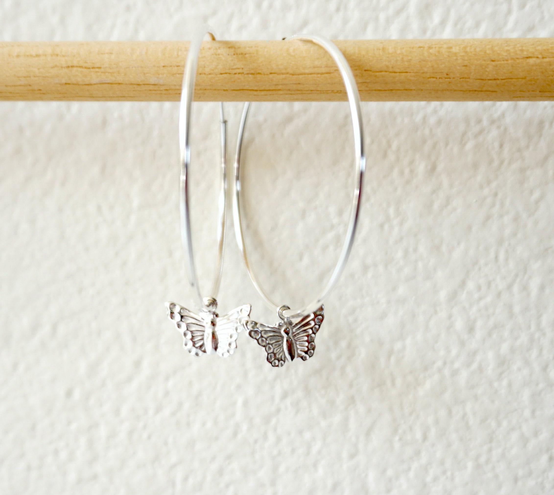 Gold Filled Butterfly Hoop Earrings Hoop Earrings Large Etsy