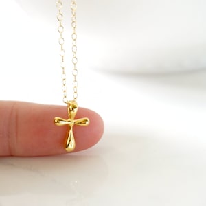 Tiny Gold Cross Necklace, Rose Gold Cross Necklace, Sterling Silver Cross Necklace, Dainty Cross Necklace, Small Cross, Layering Necklace