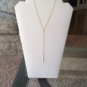 Simple Y Lariat Necklace – Gold, Silver, or Rose Gold | Bar Drop Necklace | Dainty Layering Necklace | Wedding Jewelry | Bridesmaid Gift