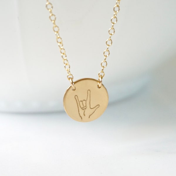 I Love You Sign Language Necklace, Gift for Best Friend, Sterling Silver, Rose Gold, Gold Necklace, Gift for her, ASL Sign Language, For Mom