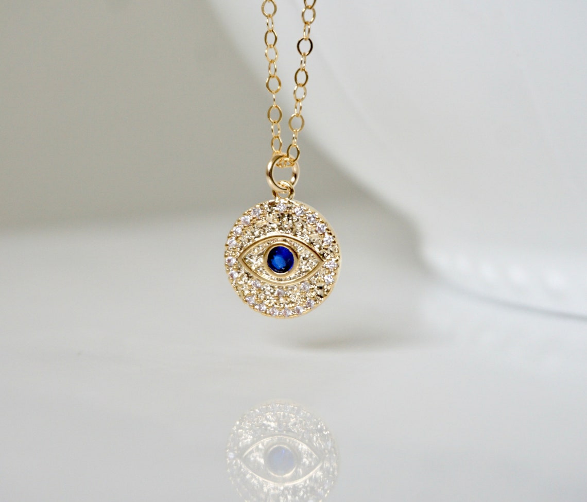Gold Plated With Evil Eye Enamel And Cz Fancy Necklace For Women