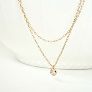 Goud gelaagde ketting set, sterlingzilveren ketting, CZ gelaagdheid ketting, multi-streng ketting, roségouden CZ gelaagdheid ketting, bruids set