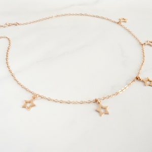 Rose Gold Star Choker Necklace, Rose Gold Filled Open Star Necklace, Star Choker Necklace, Gold Filled Choker, Layering Necklace