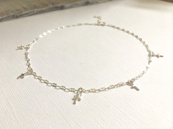 Sterling Silver Mini Cross Choker 