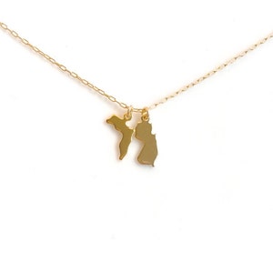 Small Gold State Necklace, Two State Gold with Heart Stamp, Silver State Necklace, Arizona Necklace, California, Texas, Ohio, Utah, Oregon