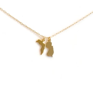 Small Gold State Necklace, Two State Gold with Heart Stamp, Silver State Necklace, Arizona Necklace, California, Texas, Ohio, Utah, Oregon image 1