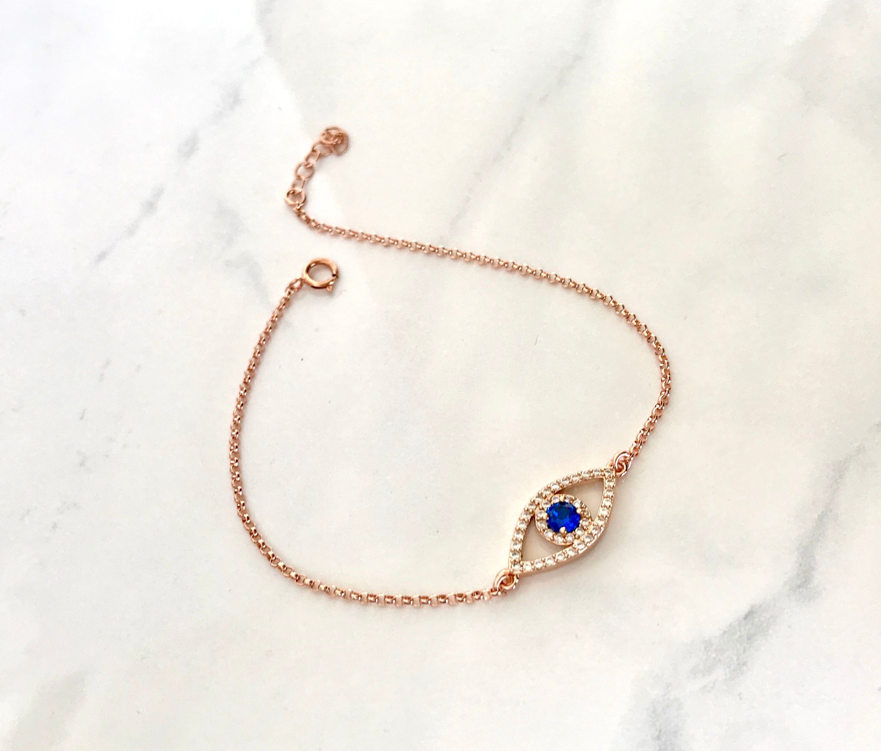 Buy Rose Gold Evil Eye Bracelet Blue Evil Eye Bracelet