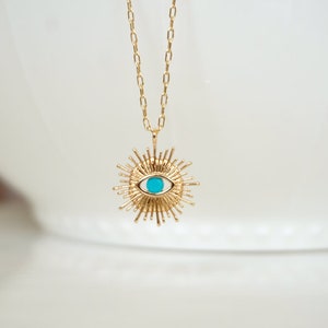 Clio Evil Eye Gold Plated Necklace Turquoise - Bara Boheme main image 0