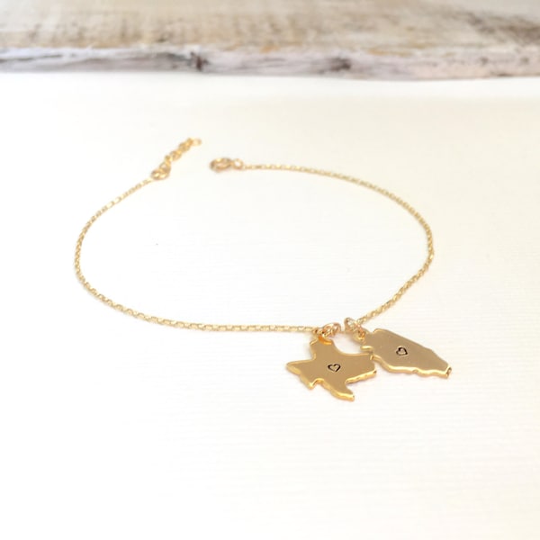 Armband met staatsbedeltjes - Verguld - Gepersonaliseerde sieraden met staatsbedeltjes - Cadeau voor haar
