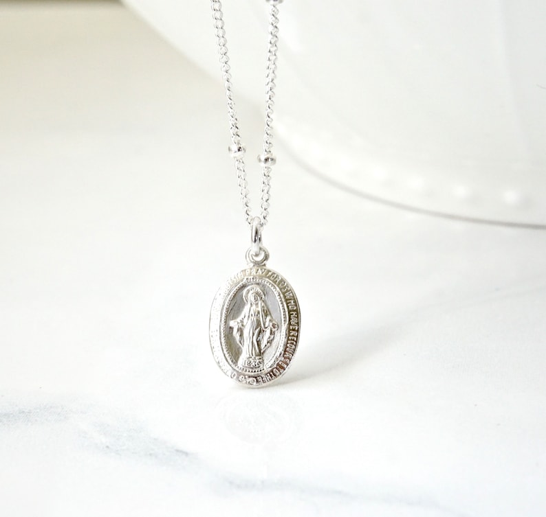 Rose Gold Filled Virgin Mary Medal Beaded Chain Necklace Gold - Etsy UK