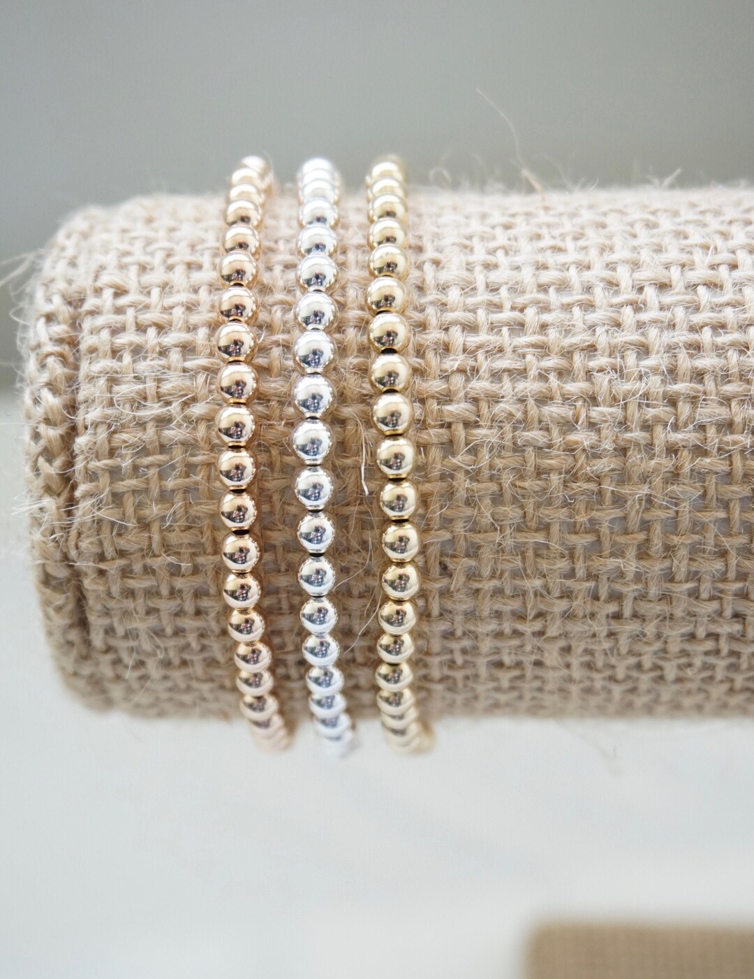 18k Rose Gold Filled Statement Cuff Bangle - Solid Bead Ball Closure Bracelet