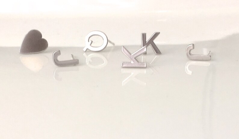 Silver Gold Plated Alphabet Earring Post Monogram Earrings,Initial Earring Posts 925 Sterling Silver Posts Silver Initial Stud Earrings
