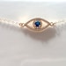 Blue Evil Eye Necklace, Celebrity Necklace, Evil Eye Charm Necklace, Gold Evil Eye CZ Necklace, Silver Pave Evil Eye Necklace 
