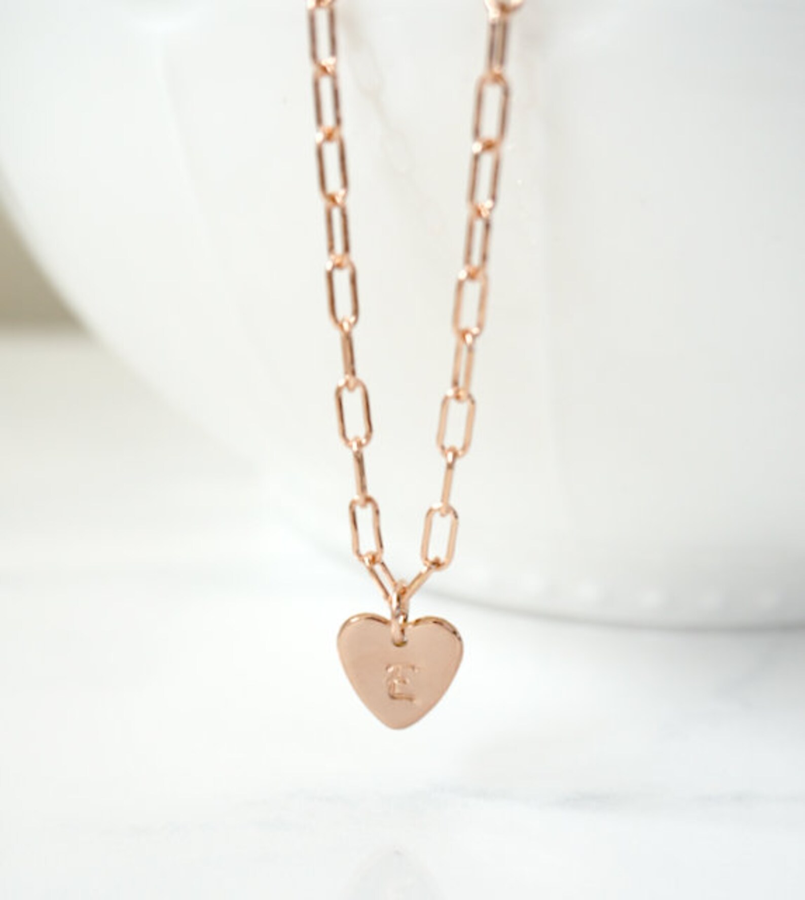 Gold Filled Paperclip Chain Heart Necklace Personalized Etsy