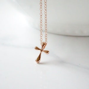 Rose Gold Cross Necklace, Gold Cross Necklace, Sterling Silver Cross Necklace, Dainty Cross Necklace, Small Cross, Layering Necklace